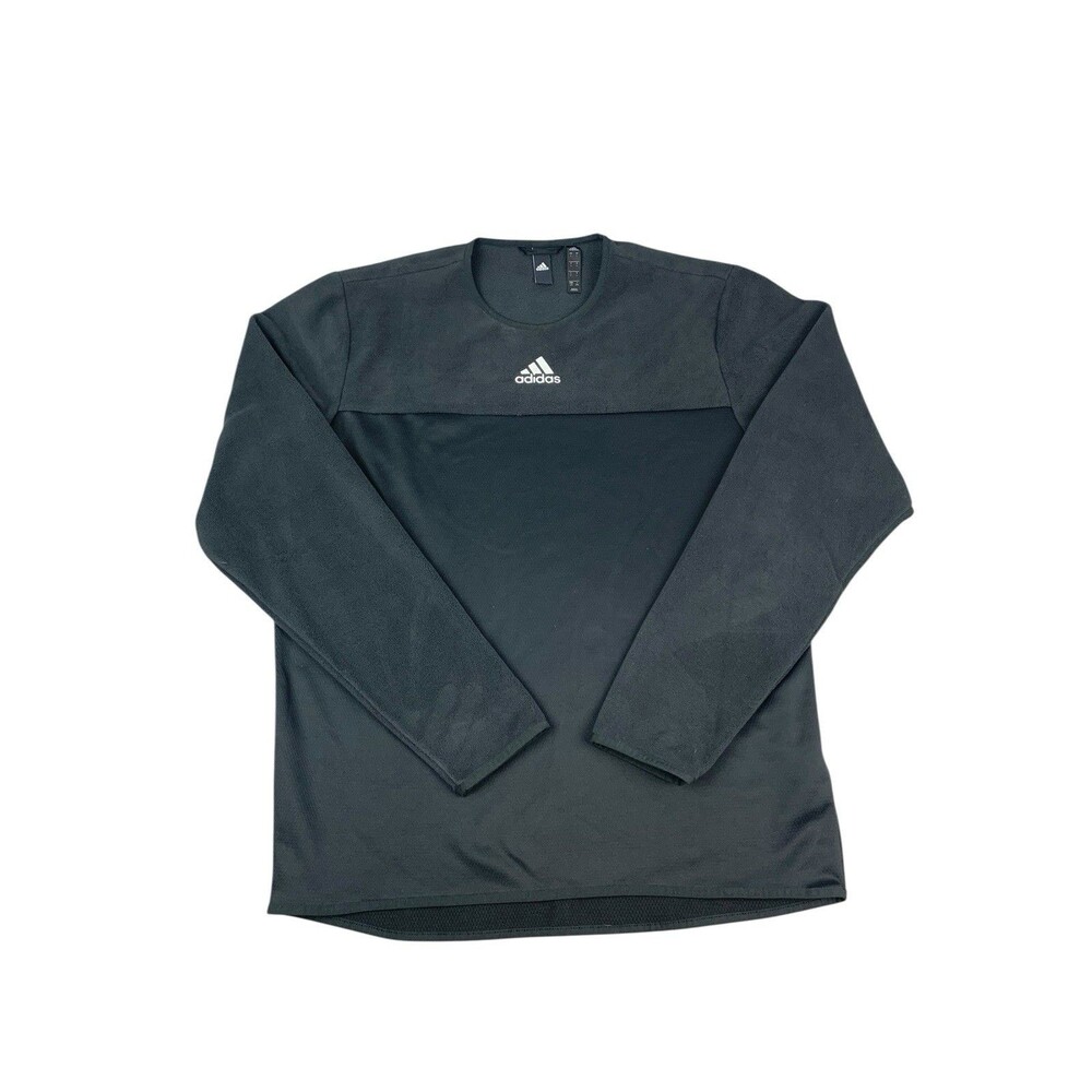 Adidas Men's Crew Neck Sweatshirt Pullover Black Long Sleeves Size Large